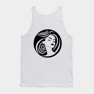 woman hair salon logo design t-shirt Tank Top